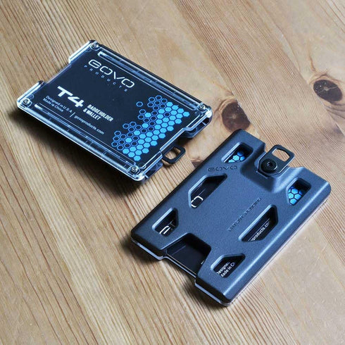 T4 No-Clip Badge Holder - Durable Polycarbonate ID Card Holder for 1 to 4 Cards (Black)