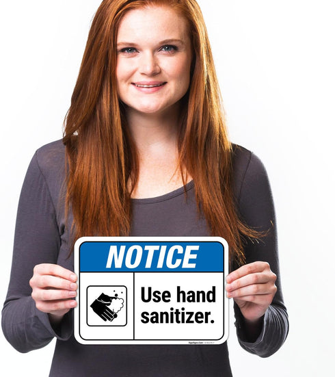 10x7 Inches, 4 Notice Use Hand Sanitizer Sign, Mil Vinyl Decal Stickers Weather Resistant, Made in USA