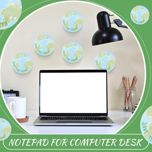 Crtiin 12 Pads Earth Sticky Notes, Globe Planet Notepads, Round Self Stick Memo Pads for School and Office