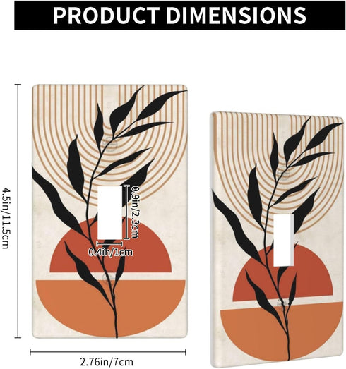 Boho Modern Leaves Single Toggle Light Switch Plate, Decorative Electrical Wall Cover Plate for Home Decor