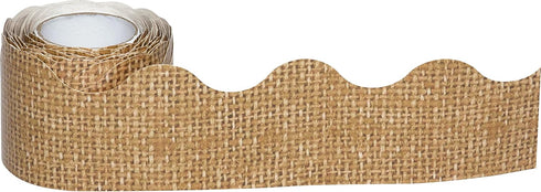 Teacher Created Resources Burlap Scalloped Rolled Border Trim, 50 ft for Decorating