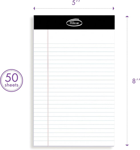 Legal Notepads 5x8, Pack of 12 - Perforated Narrow Ruled Writing Pads, Premium Thick Paper for Home, Office, School