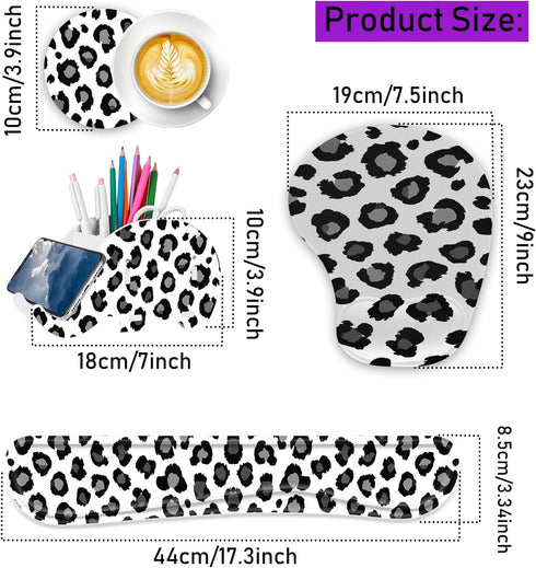 Keyboard Wrist Rest Pad Ergonomic Mouse Pad Set, Non-Slip PU Base for Laptop, Home, Gaming, Office