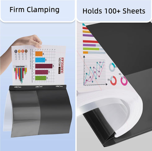 HAUTOCO 5 Pack Plastic Report Covers - 3 Prongs Fasteners Clear Front Resume Portfolio Folder for 8.5x11 Letter Size