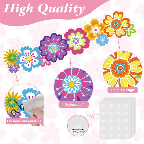 Spring Bulletin Board Border Decorations with 200 Glue Point Dots (60Pcs, 59Ft in Length)