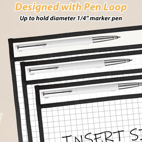 LOPYXBR 20 8.5x11 Inch 3-Rings 8.5x11 PCS Horizontal Job Ticket Holders Dry Erase Pockets Reusable Sleeves Black Work