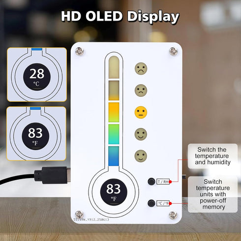 DIY Thermo-Hygrometer Soldering Kit, ICSTATION Temperature and Humidity Meter with Expression LED, / Switchable STEM