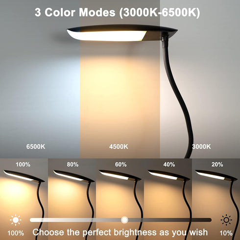 3 3000-6000K 10 8W 40 LiFMIRA Clip on Lamp USB Reading Light Color Modes and Brightness LED Flexible Gooseneck Desk