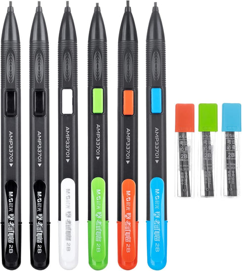 M&G 9 Pcs Mechanical Pencils Sets - 6 Mechanical Pencils, 3 Tubes of Lead Refills for Sketching and Drafting