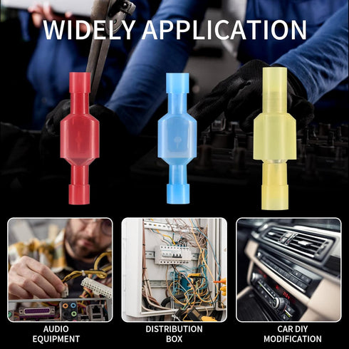 120 Pcs Spade Connectors Kit - Nylon 22-10 Gauge Male and Female Quick Disconnect Fully Insulated Wire Connectors