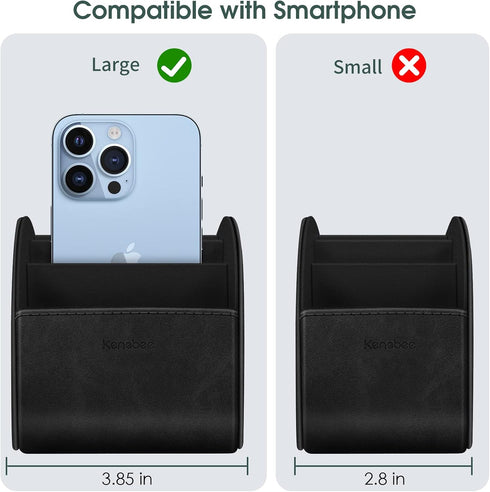 KENOBEE Large Remote Control Holder, 5 Compartments, Anti-slip Desktop Caddy for Phone, Office Supplies, Black