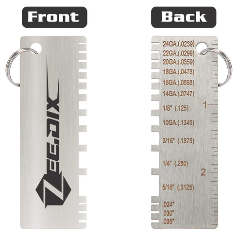 ZeeDix Portable Metal Sheet Thickness Gauge- Stainless Steel Plated Size Inspection Tool Metal Sheets Wire Welding Material Thickness Gauge
