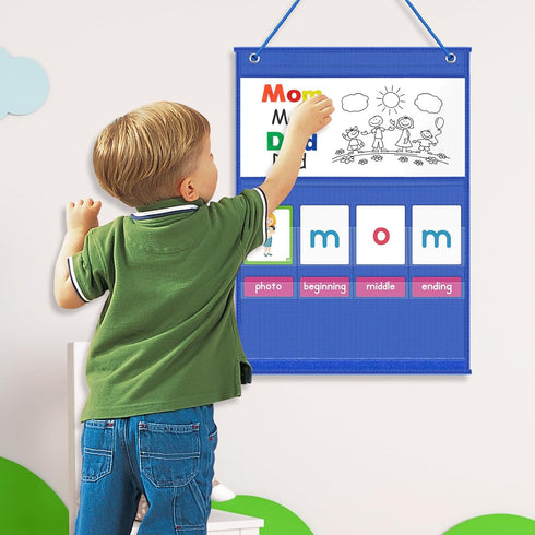 EAMAY CVC Word Building Desktop Pocket Chart Stand with Magnetic Write & Wipe Boards for Kids