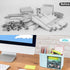 Desk Organizer with Drawer, Pen Organizer for Desk, Small Pencil Holder with 2 Drawers + 4 Compartments (Blue)