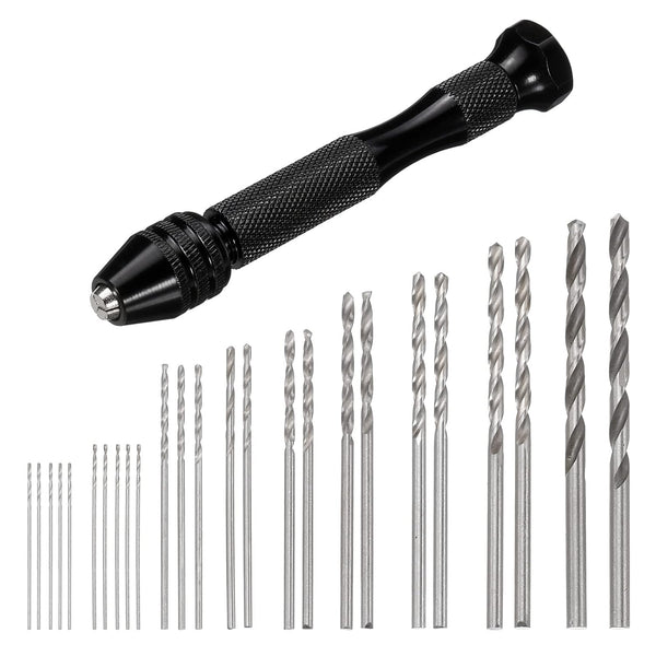 uxcell 26pcs Pin Vise Hand Drill Bit Set, 0.5mm-3.0mm Micro Mini Twist Drill Bits for Metal Wood Plastic DIY