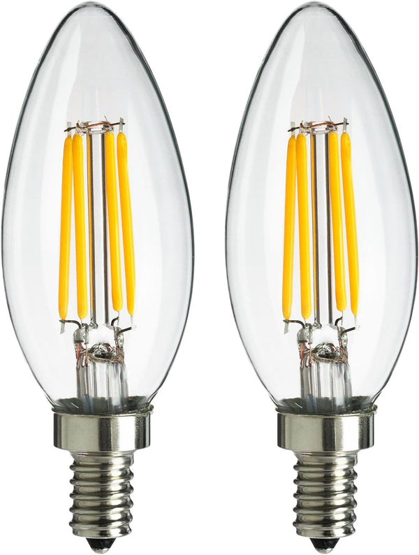 Sunlite CTC/LED/AQ/4W/E12/DIM/CL/27K 4W 120V LED Filament Antique Style Chandelier with Candelabra Base