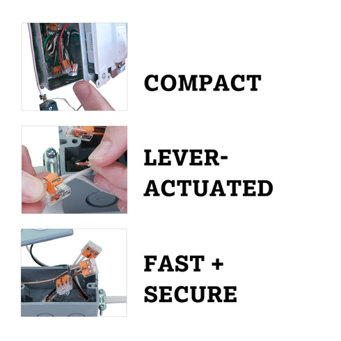 WAGO 221-412 Lever-Nuts, 2-Conductor Compact Splicing Connectors, Pack of 10