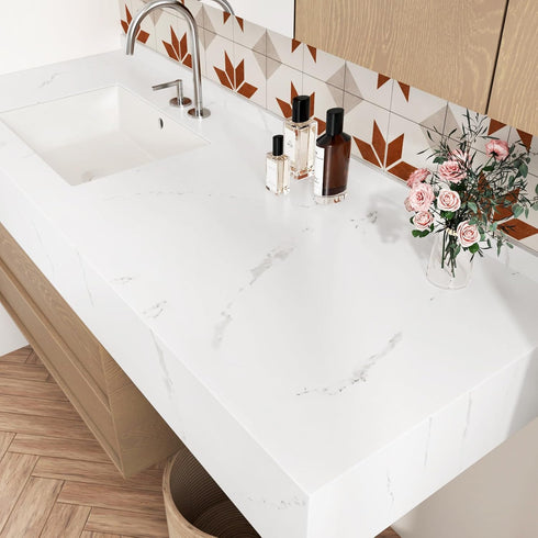 Matte Marble Contact Paper for Countertop Peel and Stick 15.8''x78.7'' Waterproof White for Cabinets, Backsplash