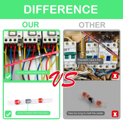 400pcs Solder Connectors with Heat Shrink, Waterproof Electrical Docking Joints for Sealing Wire Connections