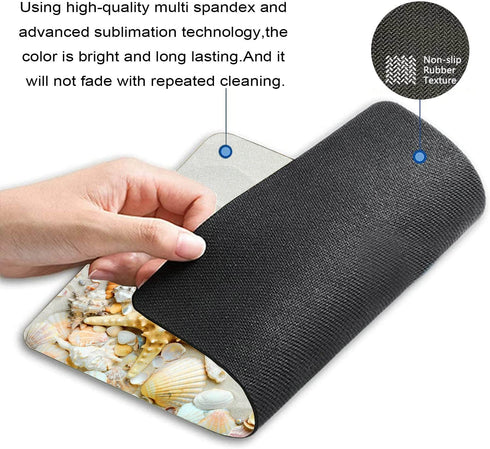 Starfish Mouse Pad, Seacoast with Sand and Colorful Various Seashells Customized Non-Slip Rubber Base Mousepads for
