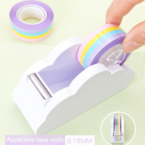 Cloud Tape Dispenser, Cute and Stylish Durable Desktop Office Supplies, Rainbow Funny Tape for Packaging Stationery