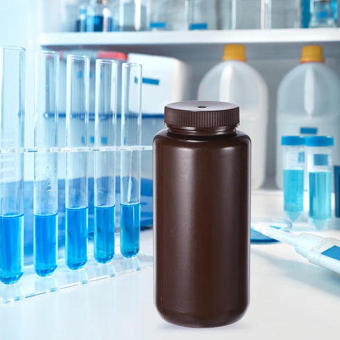 PATIKIL 4 Pcs 1000ml Reagent Bottles, PE Wide Mouth Round Bottles with Screw Cap for Lab Storage