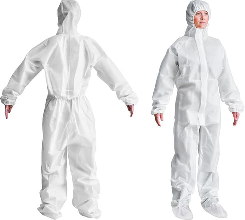 AMZ Medical Supply Disposable Coveralls, White SMS 60 GSM, X-large, Pack of