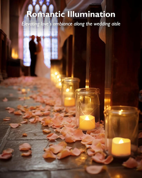 Homemory 12-Pack Battery Operated Flameless LED Tea Lights Candles, 200+ Hour Fake Electric Candles for Wedding Decor