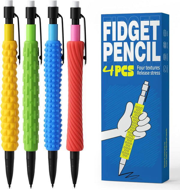ELETIUO 4-in-1 Silent Fidget Pencil Sensory Focus Tool for Stress Relief, ADHD, Autism