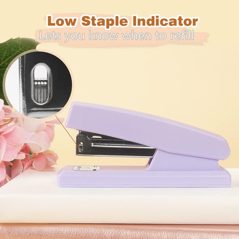 Office Stapler, Portable Durable Staplers for Desk, Stapler Supplies (Purple)