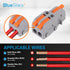BlueStars 20 Pcs 250V 32A Compact Splicing Lever Wire Connector, 1-In-2-Out Orange Push-in Butt Terminal Connectors