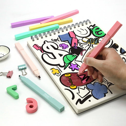 Vitoler Aesthetic Cute Highlighters, 10Pcs Rainbow Color Bible Highlighters, No Bleed with Soft Chisel Tip