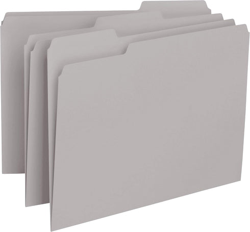 Smead Interior File Folder, Gray, 1/3-Cut Tab, Letter Size, 100 per Box (10251)