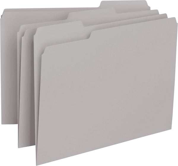 Smead Interior File Folder, Gray, 1/3-Cut Tab, Letter Size, 100 per Box (10251)