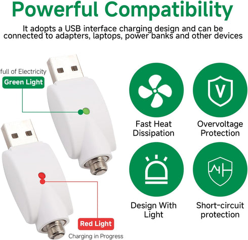 zuozuobubu 2 PCS Replacement Tip Chargers, Overcharge Protection Adapter with LED Indicator Adapter, Compatible