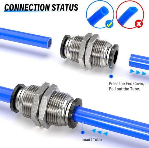 TAILONZ PNEUMATIC 4MM OD Straight Through Baffle Quick Insertion Trachea Connector, Pack of 10 PM-4