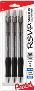 Pentel RSVP Super RT Ballpoint Pen, Medium Line (1.0mm) Black Ink, 3-Pk - BX480BP3A