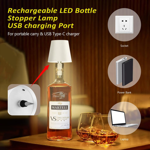 2025 3-Tone Touch-Dimmable 2 New Wireless Bottle Lamp - LED Bottle Lights for Liquor & Wine Bottles, Cordless