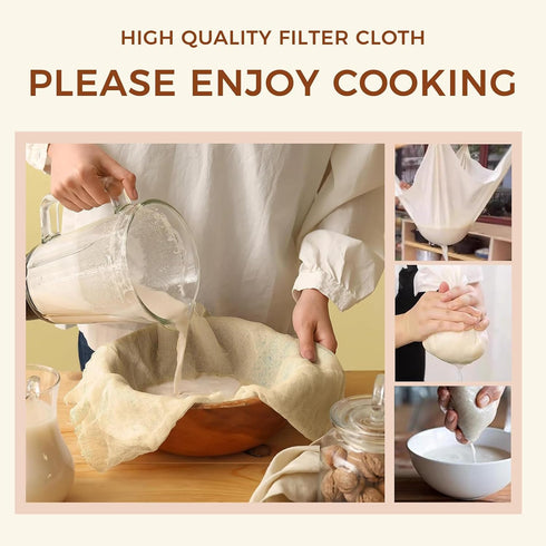 Straining,10pcs 20x20 Inch Hemmed Cheese Cloth for Unbleached Cotton Pre-Cut Fabric,Reusable Muslin Cloth