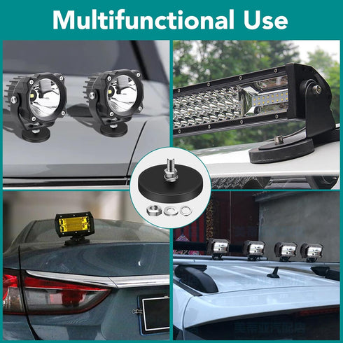 24Pack Rubber Coated Magnets, 30LBS Neodymium Magnets with M6 Magnetic Assembly Base for Light Bar, Camera Tool.