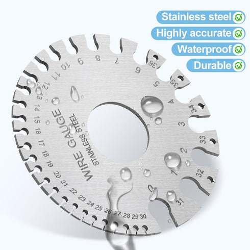 2Pcs Metal Gauge Thickness Tool, Highly Accurate Dual-Sided Round Wire Sheet Gage for Welding