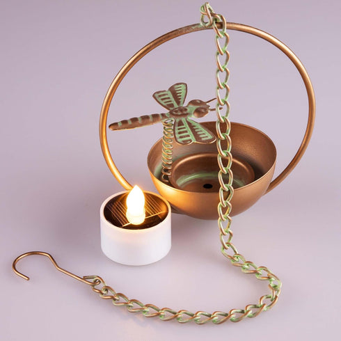 4-Pack) Solar Hanging Lanterns, Dragonfly Style Outdoor Chandelier, Waterproof Auto On/Off Solar Tea Lights for Garden