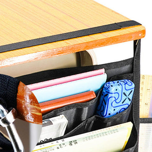 Zerodis Hanging Storage Bag Desk Side Organizer Large Capacity Oxford Fabric Book Holder with Anti Slip Hook Space