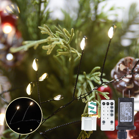 32.8Ft 500LED Fairy Lights Plug in Warm Christmas Wreath Twinkle Lights with Timer Waterproof Remote Firecracker