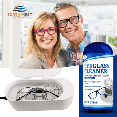 (1) NORTHWEST ENTERPRISES Ultrasonic Eyeglass Cleaner Solution. Concentrated Ultrasonic Glasses Cleaner for use