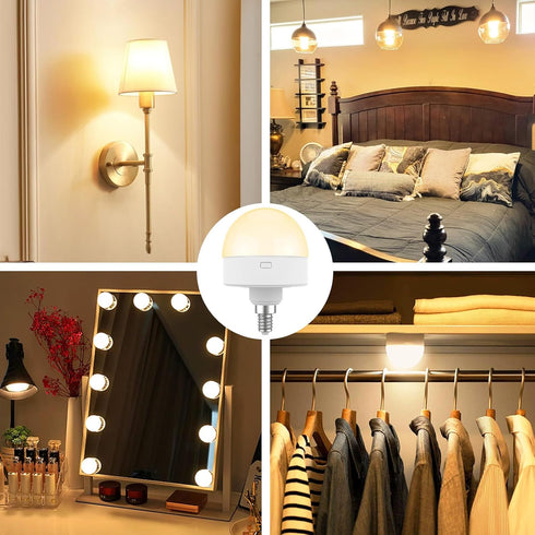 E12 Bulb 15 Bulbs,Magnetically,Dimmer,Wireless Bulb Sconce,Non-Hardwired,Detachable,2 Pack Rechargeable Light