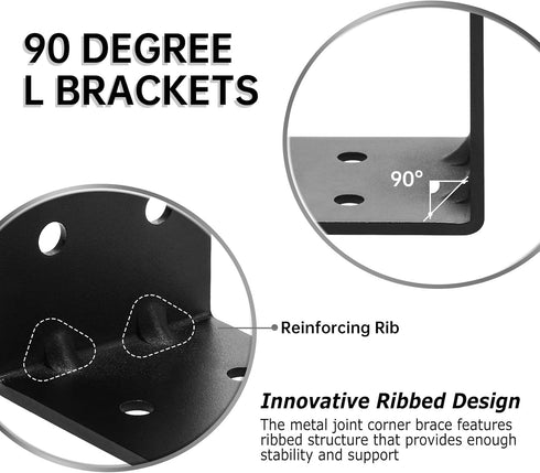 4 4"x4"x3" 90 PCS Heavy Duty Steel Corner Brackets, Degree L Right Angle Bracket, DIY L Shelf Brackets, Metal Joint