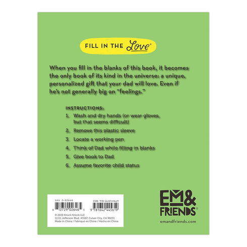 Em & Friends About Dad Fill in the Love Book
