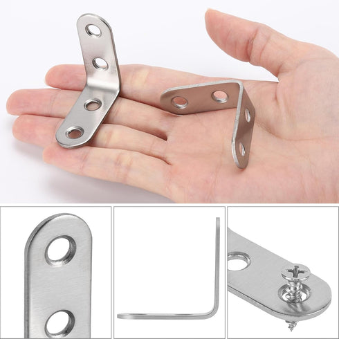 24 90 96 1.57 Inch Pcs L Bracket Stainless Steel Corner Brace, Degree Right Angle Shelf Brackets with Pcs Screws, L