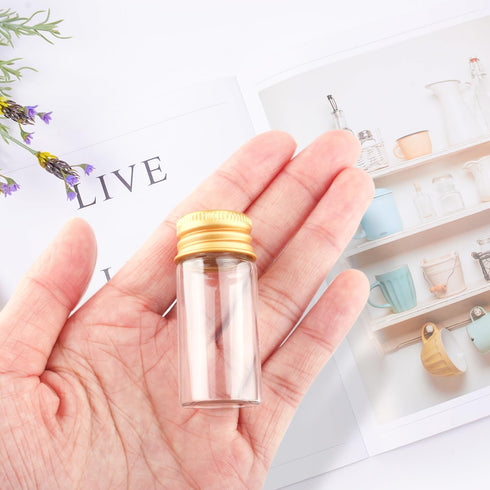 Wresty 10ml Mini Glass Jars, 30 Pcs Glass Vials with Aluminum Screw Caps, Empty Bottles for DIY Art Craft